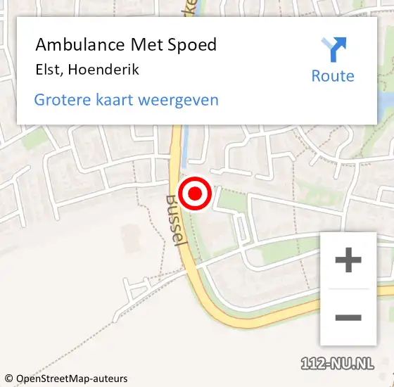 Locatie op kaart van de 112 melding: Ambulance Met Spoed Naar Elst, Hoenderik op 2 oktober 2019 18:41