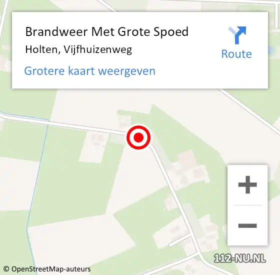 Locatie op kaart van de 112 melding: Brandweer Met Grote Spoed Naar Holten, Vijfhuizenweg op 2 oktober 2019 22:10