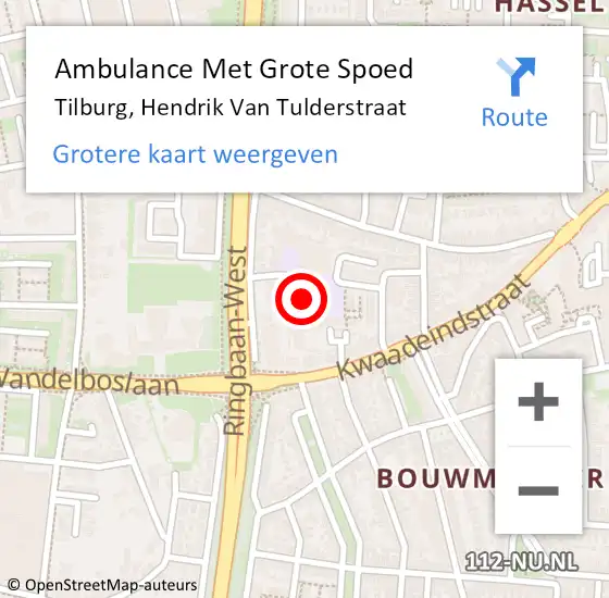 Locatie op kaart van de 112 melding: Ambulance Met Grote Spoed Naar Tilburg, Hendrik Van Tulderstraat op 2 oktober 2019 23:55