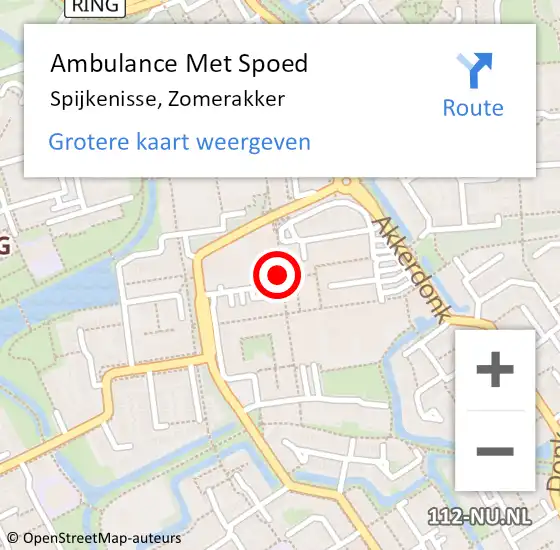Locatie op kaart van de 112 melding: Ambulance Met Spoed Naar Spijkenisse, Zomerakker op 3 oktober 2019 00:34