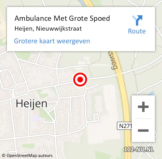 Locatie op kaart van de 112 melding: Ambulance Met Grote Spoed Naar Heijen, Nieuwwijkstraat op 3 oktober 2019 02:27