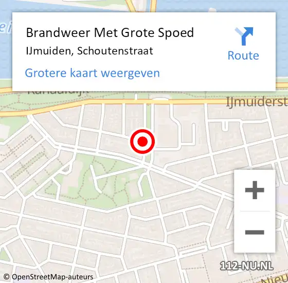 Locatie op kaart van de 112 melding: Brandweer Met Grote Spoed Naar IJmuiden, Schoutenstraat op 3 oktober 2019 02:53