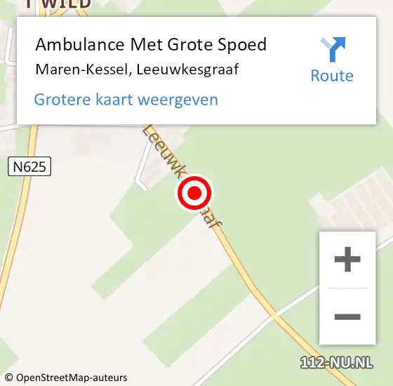 Locatie op kaart van de 112 melding: Ambulance Met Grote Spoed Naar Maren-Kessel, Leeuwkesgraaf op 3 oktober 2019 06:48