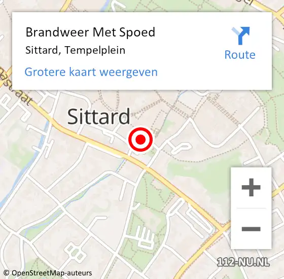 Locatie op kaart van de 112 melding: Brandweer Met Spoed Naar Sittard, Tempelplein op 3 oktober 2019 07:02