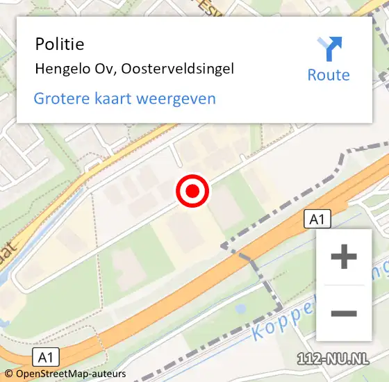 Locatie op kaart van de 112 melding: Politie Hengelo Ov, Oosterveldsingel op 3 oktober 2019 07:40