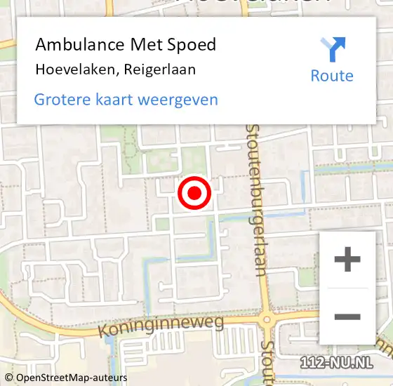 Locatie op kaart van de 112 melding: Ambulance Met Spoed Naar Hoevelaken, Reigerlaan op 3 oktober 2019 08:35