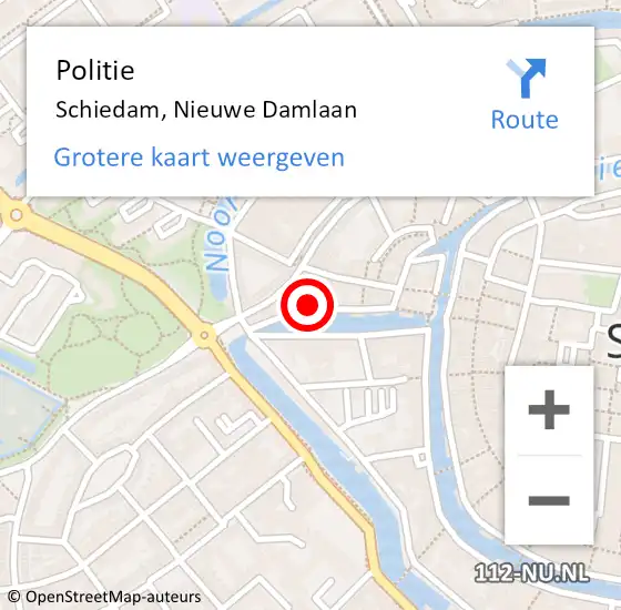 Locatie op kaart van de 112 melding: Politie Schiedam, Nieuwe Damlaan op 3 oktober 2019 08:43