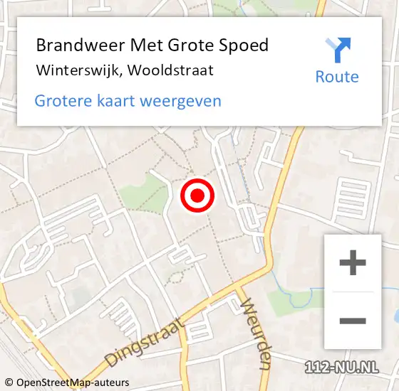 Locatie op kaart van de 112 melding: Brandweer Met Grote Spoed Naar Winterswijk, Wooldstraat op 3 oktober 2019 08:46