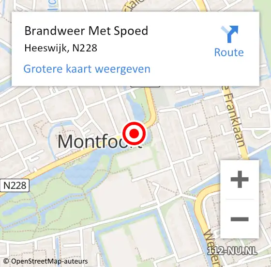 Locatie op kaart van de 112 melding: Brandweer Met Spoed Naar Heeswijk, N228 op 3 oktober 2019 09:01