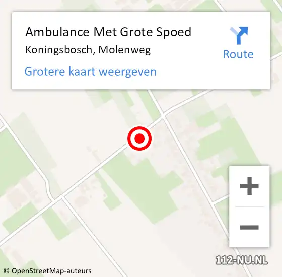 Locatie op kaart van de 112 melding: Ambulance Met Grote Spoed Naar Koningsbosch, Molenweg op 15 april 2014 15:10