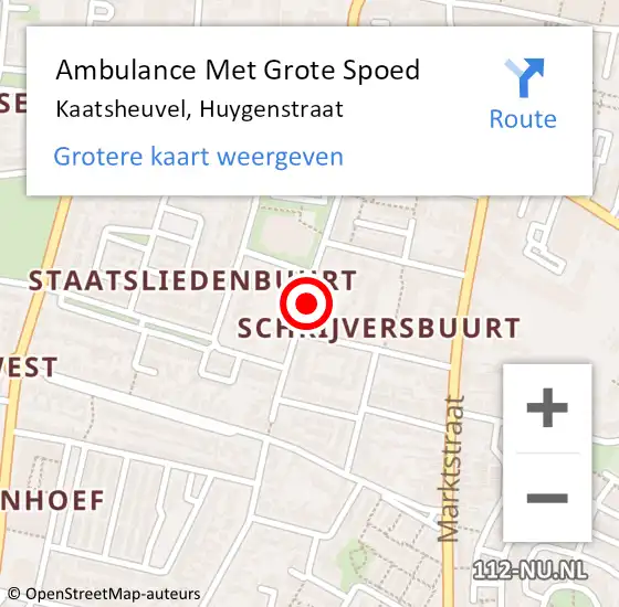 Locatie op kaart van de 112 melding: Ambulance Met Grote Spoed Naar Kaatsheuvel, Huygenstraat op 3 oktober 2019 10:40