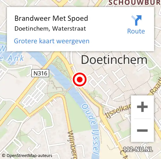 Locatie op kaart van de 112 melding: Brandweer Met Spoed Naar Doetinchem, Waterstraat op 3 oktober 2019 11:14