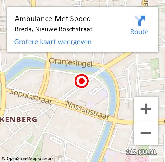 Locatie op kaart van de 112 melding: Ambulance Met Spoed Naar Breda, Nieuwe Boschstraat op 3 oktober 2019 12:13