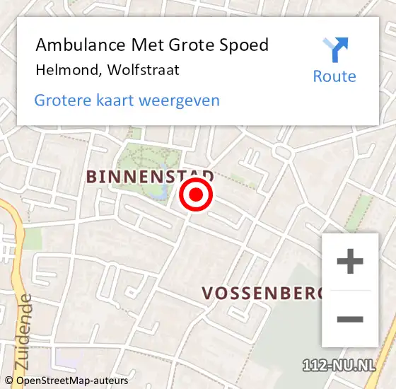 Locatie op kaart van de 112 melding: Ambulance Met Grote Spoed Naar Helmond, Wolfstraat op 3 oktober 2019 12:58