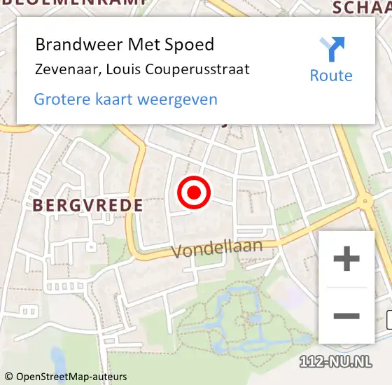 Locatie op kaart van de 112 melding: Brandweer Met Spoed Naar Zevenaar, Louis Couperusstraat op 3 oktober 2019 13:03