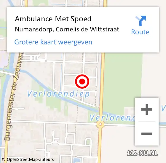 Locatie op kaart van de 112 melding: Ambulance Met Spoed Naar Numansdorp, Cornelis de Wittstraat op 3 oktober 2019 13:05