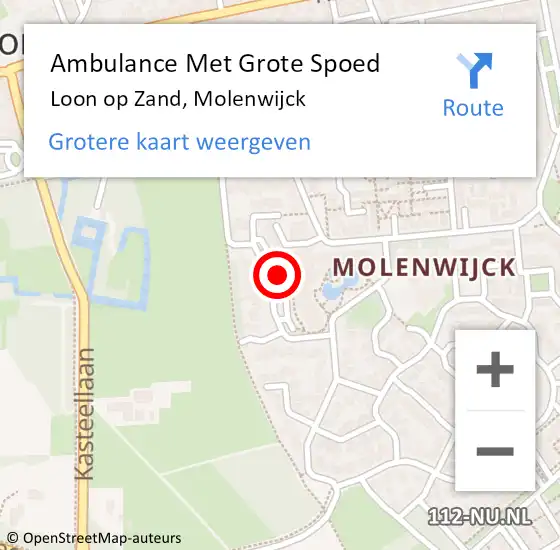 Locatie op kaart van de 112 melding: Ambulance Met Grote Spoed Naar Loon op Zand, Molenwijck op 3 oktober 2019 14:01