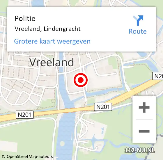 Locatie op kaart van de 112 melding: Politie Vreeland, Lindengracht op 3 oktober 2019 14:24