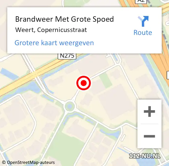 Locatie op kaart van de 112 melding: Brandweer Met Grote Spoed Naar Weert, Copernicusstraat op 3 oktober 2019 14:32