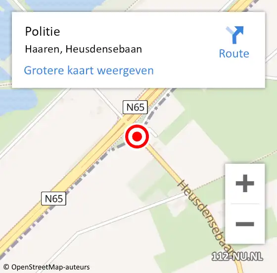 Locatie op kaart van de 112 melding: Politie Haaren, Heusdensebaan op 3 oktober 2019 14:45