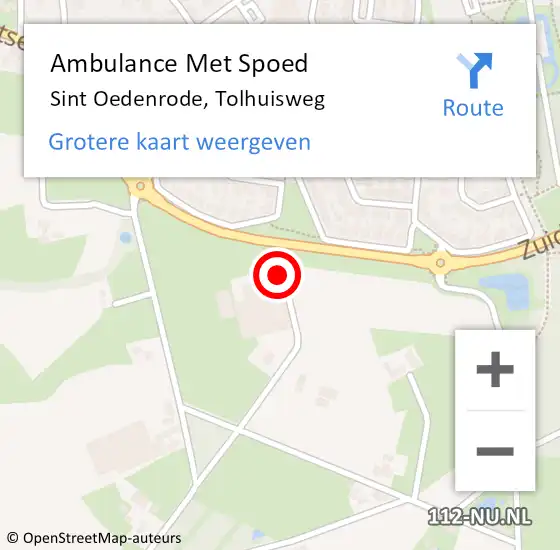 Locatie op kaart van de 112 melding: Ambulance Met Spoed Naar Sint Oedenrode, Tolhuisweg op 3 oktober 2019 16:18