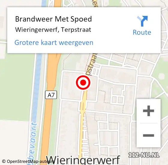 Locatie op kaart van de 112 melding: Brandweer Met Spoed Naar Wieringerwerf, Terpstraat op 3 oktober 2019 16:28