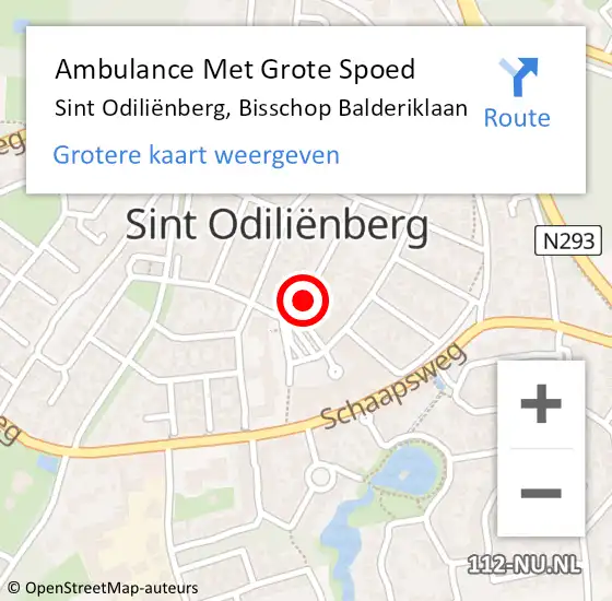 Locatie op kaart van de 112 melding: Ambulance Met Grote Spoed Naar Sint Odiliënberg, Bisschop Balderiklaan op 3 oktober 2019 16:43