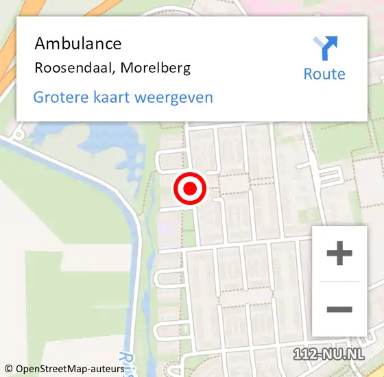 Locatie op kaart van de 112 melding: Ambulance Roosendaal, Morelberg op 3 oktober 2019 16:51