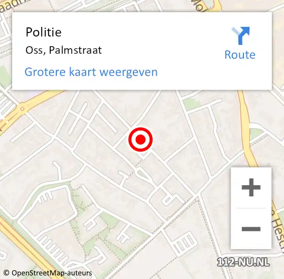 Locatie op kaart van de 112 melding: Politie Oss, Palmstraat op 3 oktober 2019 17:27