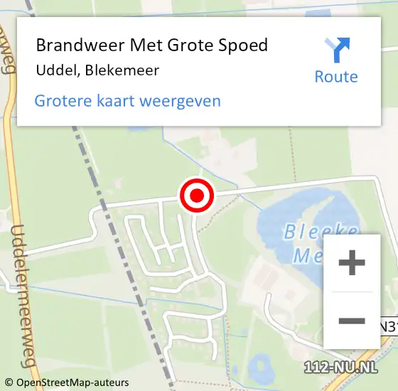 Locatie op kaart van de 112 melding: Brandweer Met Grote Spoed Naar Uddel, Blekemeer op 3 oktober 2019 18:58