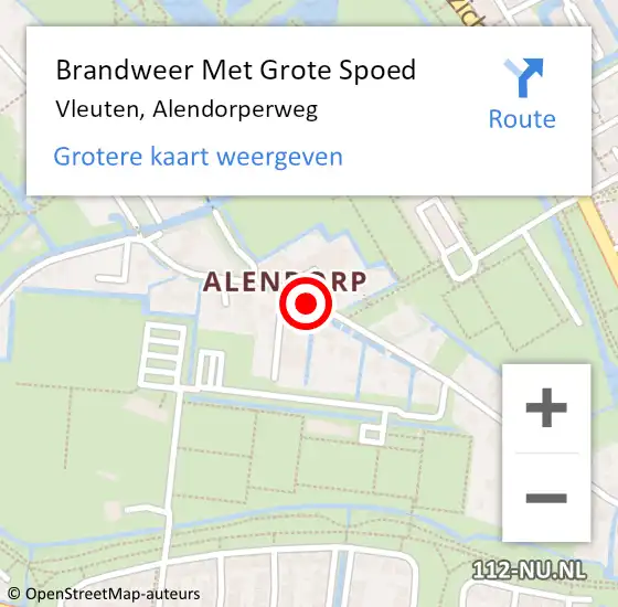 Locatie op kaart van de 112 melding: Brandweer Met Grote Spoed Naar Vleuten, Alendorperweg op 3 oktober 2019 19:06