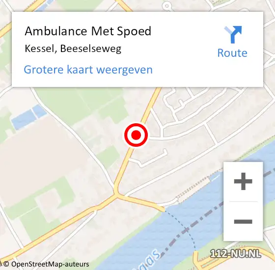 Locatie op kaart van de 112 melding: Ambulance Met Spoed Naar Kessel, Beeselseweg op 3 oktober 2019 19:20