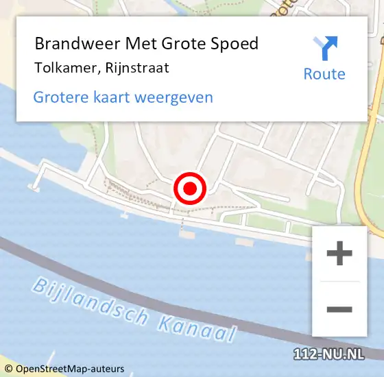 Locatie op kaart van de 112 melding: Brandweer Met Grote Spoed Naar Tolkamer, Rijnstraat op 3 oktober 2019 19:56