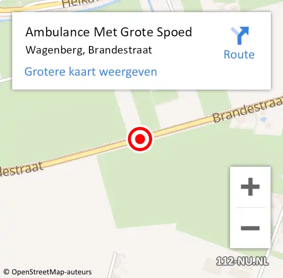 Locatie op kaart van de 112 melding: Ambulance Met Grote Spoed Naar Wagenberg, Brandestraat op 3 oktober 2019 19:57