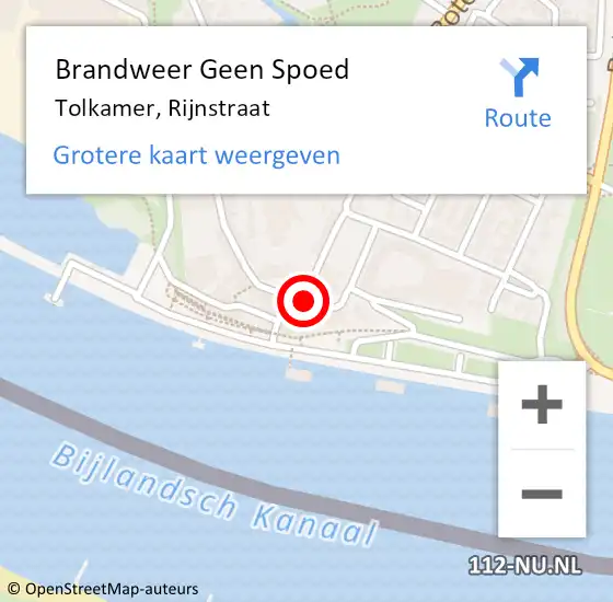 Locatie op kaart van de 112 melding: Brandweer Geen Spoed Naar Tolkamer, Rijnstraat op 3 oktober 2019 19:57