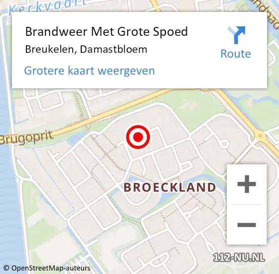 Locatie op kaart van de 112 melding: Brandweer Met Grote Spoed Naar Breukelen, Damastbloem op 3 oktober 2019 20:30