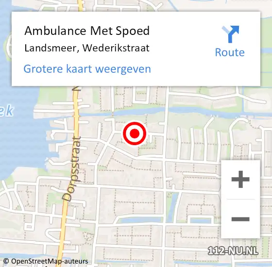 Locatie op kaart van de 112 melding: Ambulance Met Spoed Naar Landsmeer, Wederikstraat op 3 oktober 2019 21:22