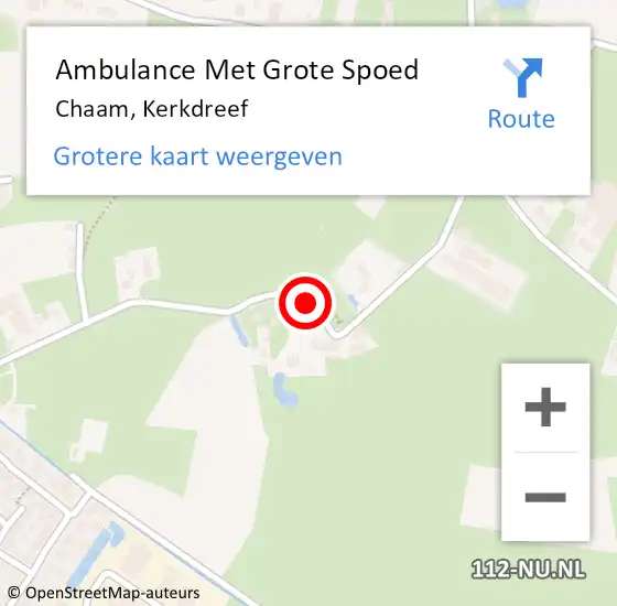 Locatie op kaart van de 112 melding: Ambulance Met Grote Spoed Naar Chaam, Kerkdreef op 3 oktober 2019 23:22