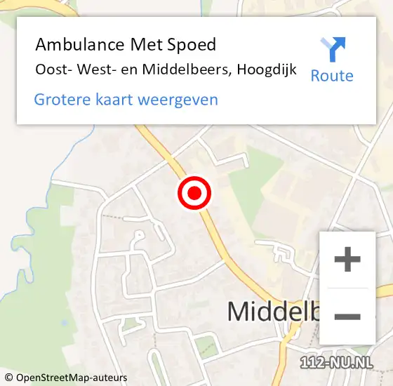 Locatie op kaart van de 112 melding: Ambulance Met Spoed Naar Oost- West- en Middelbeers, Hoogdijk op 3 oktober 2019 23:45