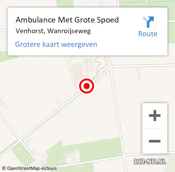 Locatie op kaart van de 112 melding: Ambulance Met Grote Spoed Naar Venhorst, Wanroijseweg op 4 oktober 2019 02:26