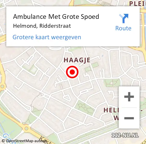 Locatie op kaart van de 112 melding: Ambulance Met Grote Spoed Naar Helmond, Ridderstraat op 4 oktober 2019 02:36