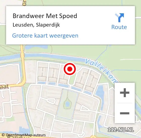 Locatie op kaart van de 112 melding: Brandweer Met Spoed Naar Leusden, Slaperdijk op 4 oktober 2019 02:55