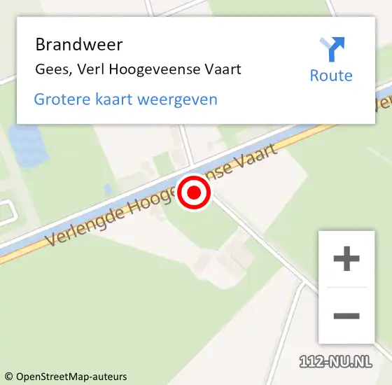 Locatie op kaart van de 112 melding: Brandweer Gees, Verl Hoogeveense Vaart op 15 april 2014 16:32