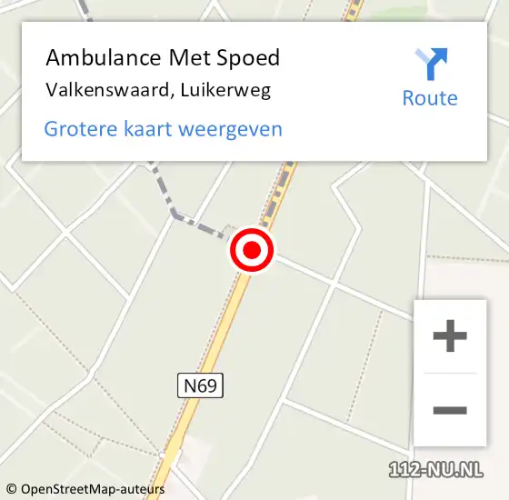 Locatie op kaart van de 112 melding: Ambulance Met Spoed Naar Valkenswaard, Luikerweg op 4 oktober 2019 05:36