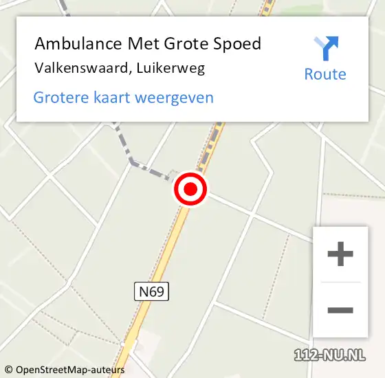 Locatie op kaart van de 112 melding: Ambulance Met Grote Spoed Naar Valkenswaard, Luikerweg op 4 oktober 2019 05:37