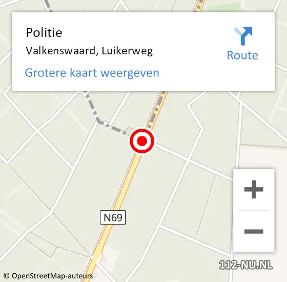 Locatie op kaart van de 112 melding: Politie Valkenswaard, Luikerweg op 4 oktober 2019 05:38