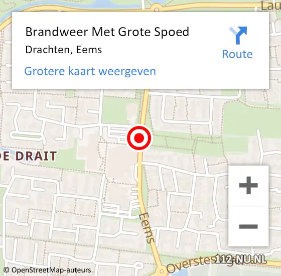 Locatie op kaart van de 112 melding: Brandweer Met Grote Spoed Naar Drachten, Eems op 4 oktober 2019 09:28