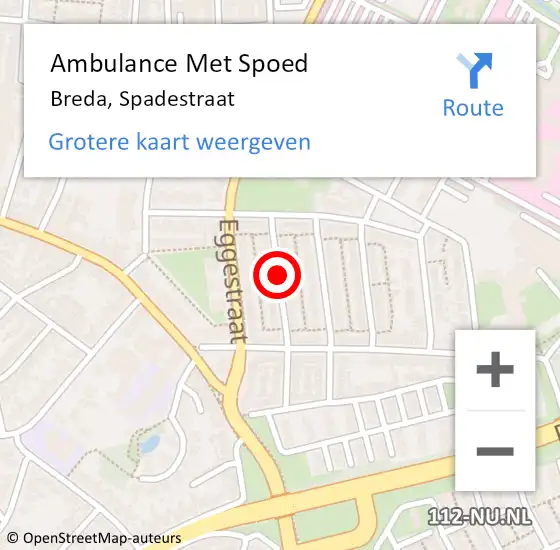Locatie op kaart van de 112 melding: Ambulance Met Spoed Naar Breda, Spadestraat op 4 oktober 2019 11:49