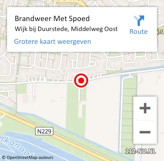 Locatie op kaart van de 112 melding: Brandweer Met Spoed Naar Wijk bij Duurstede, Middelweg Oost op 4 oktober 2019 11:52