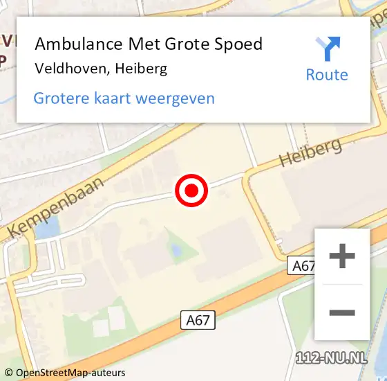 Locatie op kaart van de 112 melding: Ambulance Met Grote Spoed Naar Veldhoven, Heiberg op 4 oktober 2019 12:08